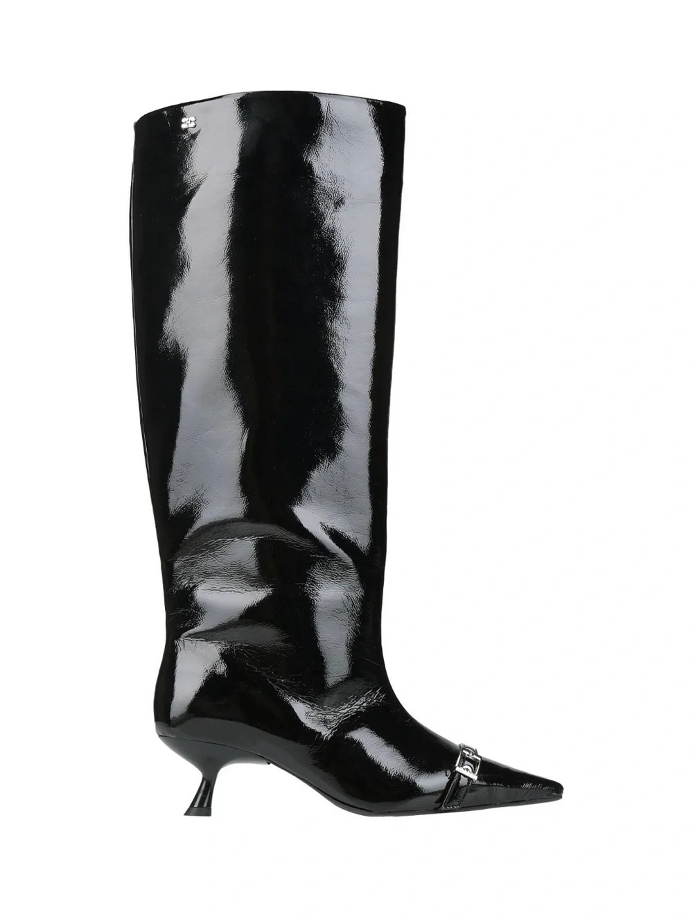 Ganni Black Patent Over-the-Knee Pointed Toe Boot